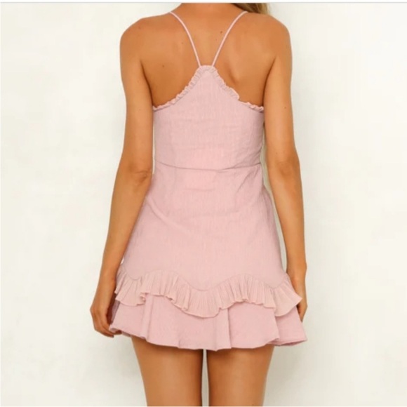 HELLO MOLLY scorpio season mini dress ruffle coquette feminine blush pink size M - Picture 2 of 14
